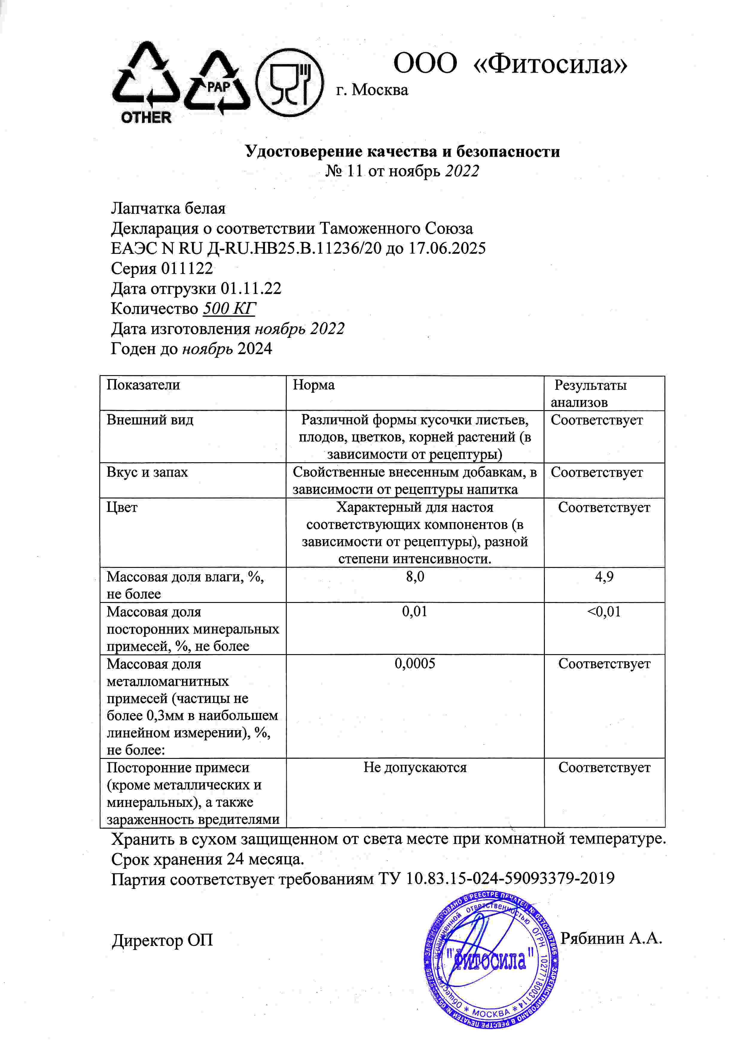 Паспорт №011122